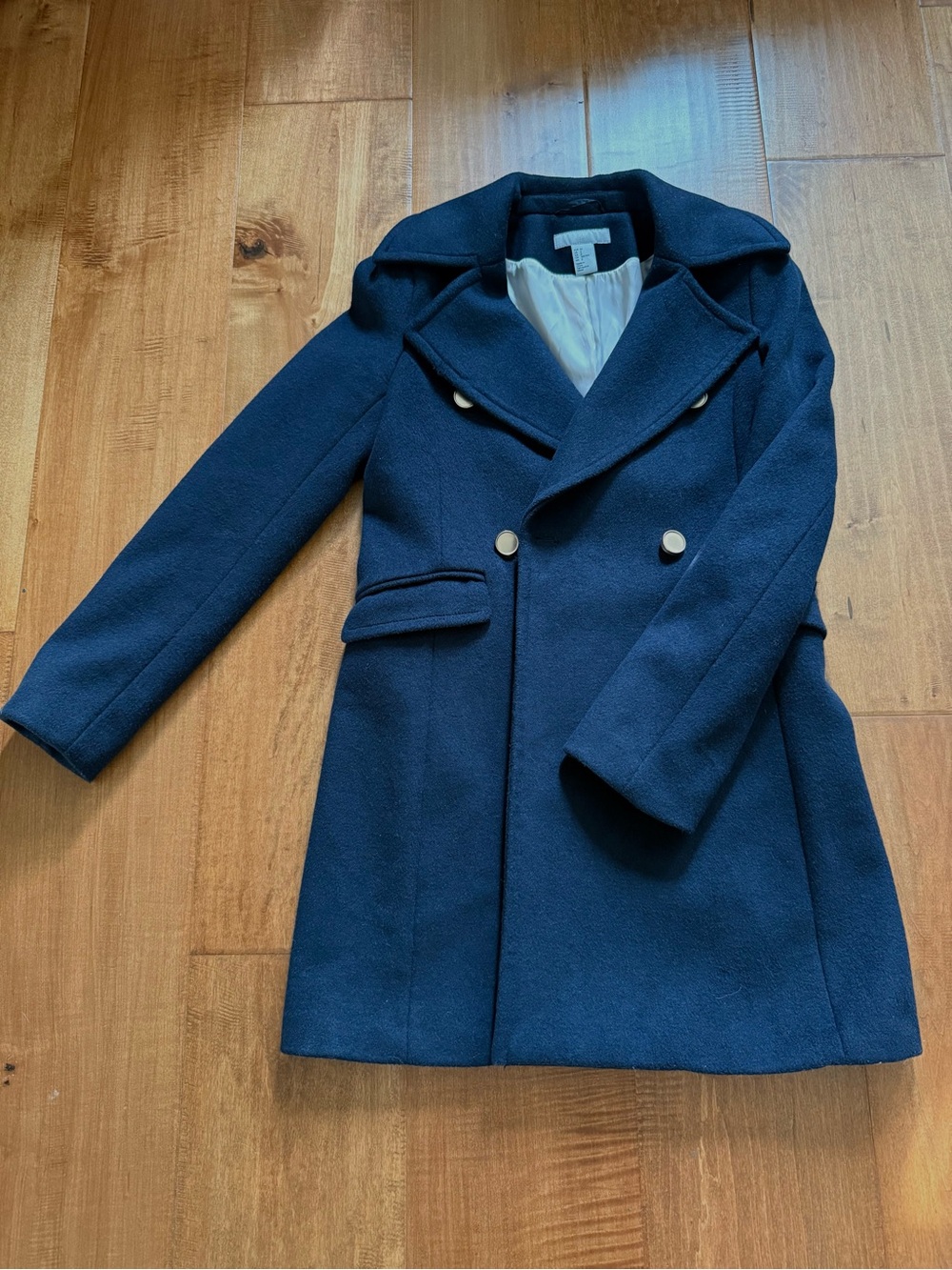 H&M Navy Double-Breasted Pea Coat